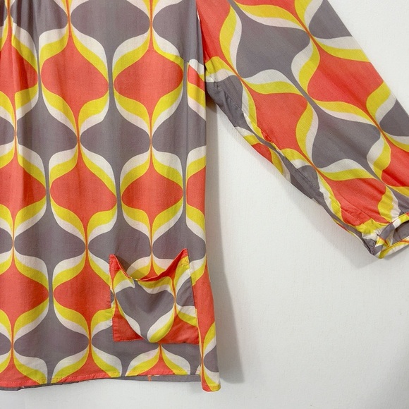 BODEN | ORANGE & GRAY PRINTED POCKET TOP BLOUSE - Picture 8 of 12